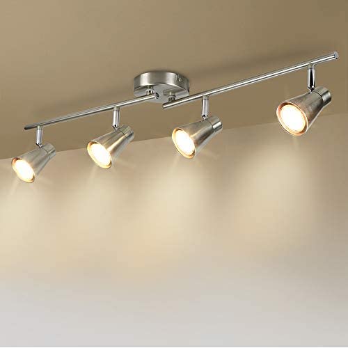 DLLT 4-Light Led Track Lighting Kit, Flush Mount Spotlight Ceiling, Directional Ceiling Light for Kitchen, Dining Room, Bedroom, Office, Brushed Nickel, GU10 Bulbs Included DLLT 4-Light Led Track Lighting Kit, Flush Mount Spotlight Ceiling, Directional Ceiling Light for Kitchen, Dining Room, Bedroom, Office, Brushed Nickel, GU10 Bulbs Included