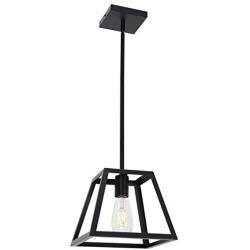 ELUZE One Light Vintage Farmhouse Pendant Lighting Metal Matte Black Finish Adjustable Hanging Height for Dining Room Kitchen Lighting Hallway Chandelier