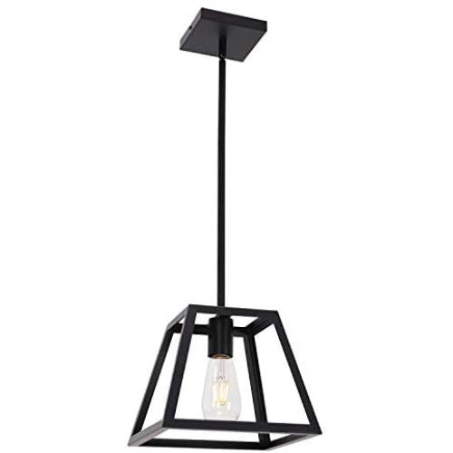 ELUZE One Light Vintage Farmhouse Pendant Lighting Metal Matte Black Finish Adjustable Hanging Height for Dining Room Kitchen Lighting Hallway Chandelier