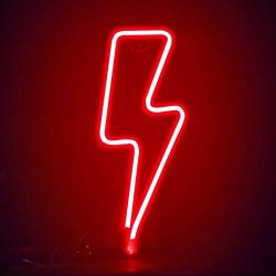 Funpeny LED Neon Decorative Light, Neon Sign Shaped Decor Light, Lightning Shape Indoor Decor for Halloween Decoration Living Room, Birthday Party, Wedding Party (Red)