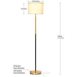 Brightech Emery - Mid Century Modern Floor Lamp for Bedroom Reading - Brighten Living Room Corners with A Free Standing Light - Tall Office Lighting with Drum Shade & Brass Finish