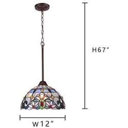 Capulina Tiffany Style Kitchen Lighting, 1-Light Stained Glass Lighting Fixtures, 12 inch Wide Lampshade Mini Pendant Light, Beautiful Victorian Kitchen Island Lighting, Tiffany Hanging Pendant Light