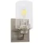 VINLUZ Modern Glass Wall Sconces Lighting Brushed Nickel Finished 1-Lights Bathroom Vintage Wall Light Fixtures Vanity, Indoor Porch Lights Hallway Bedroom Dining Room