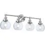 XiNBEi Lighting Vanity Light, 4 Light Industrial Wall Light with Glass, Wall Mounted Light Brushed Nickel Finish for Bathroom Kitchen Living Room XB-W1256-4-BN XiNBEi Lighting Vanity Light, 4 Light Industrial Wall Light with Glass, Wall Mounted Light Brushed Nickel Finish for Bathroom Kitchen Living Room XB-W1256-4-BN