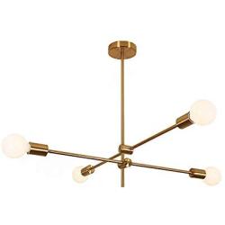 Modo Lighting Sputnik Chandelier 4-Light Golden Pendant Lighting Mid-Century Modern Ceiling Light Fixture for Kitchen Dining Room Living Room (4-Lights)