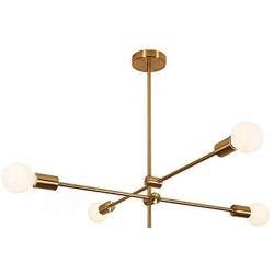 Modo Lighting Sputnik Chandelier 4-Light Golden Pendant Lighting Mid-Century Modern Ceiling Light Fixture for Kitchen Dining Room Living Room (4-Lights)