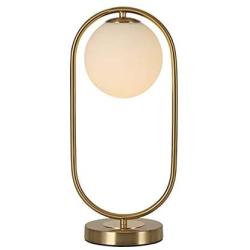 Modo Lighting Modren Gold Small Table Lamp Brass Colour Finished Table Light Bedside Wall Lamp Reading Lamp with White Milkly Shade for Living Room Bedroom (Bronze, Oval)