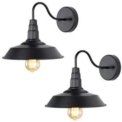 LNC Black Matte Wall Sconces 2 Pack Barn Vanity Lights, Gooseneck Lamp for Pathway, Bathrooms and Living Room A0224109