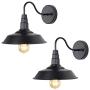LNC Black Matte Wall Sconces 2 Pack Barn Vanity Lights, Gooseneck Lamp for Pathway, Bathrooms and Living Room A0224109