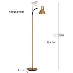 Brightech Avery - Dimmable Task & Reading LED Floor Lamp - Bright Modern Contemporary Standing Light - for Office, Bedroom, & Living Room - Sturdy and Lightweight - Brass