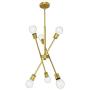 SEOL-Light Sputnik 6 Lights Gold Vintage Close to Ceiling Lights Small Chandelier Hanging Pendant Light Fixtures Brass Brushed for Kitchen,Hallway