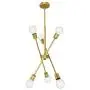 SEOL-Light Sputnik 6 Lights Gold Vintage Close to Ceiling Lights Small Chandelier Hanging Pendant Light Fixtures Brass Brushed for Kitchen,Hallway