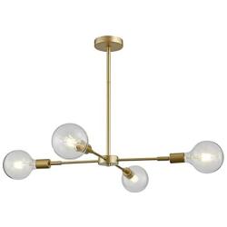 ANJIADENGSHI Sputnik Chandelier Lighting Modern Iron Pendant Light with 4 E26 Bulb for Living Room Dining Room Kitchen Bedroom Golden