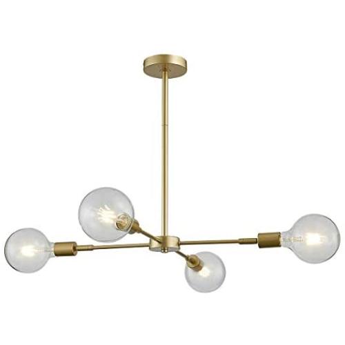 ANJIADENGSHI Sputnik Chandelier Lighting Modern Iron Pendant Light with 4 E26 Bulb for Living Room Dining Room Kitchen Bedroom Golden