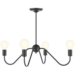 Electro bp;Cozy Style Barebulb 4-Arm Matt Black Chandeliers Ceiling Lighting Fixtures,240W,27.5''Dia for Dining Room