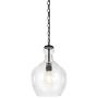 Henn&Hart PD0272 Industrial 1 Contemporary Blackened Bronze with Seeded Glass Shade for, Kitchen, Dining, Living Room, Foyer Pendant Light, Black