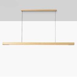 Uniklook LED Wood Pendant Light Wooden Long Bar LED Lamp Celling Lighting Neutral, White Warm Light - Office Kitchen Island Dining Room Table Bar Suspension Lighting Height Adjustable (Ash C)