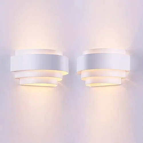 LightInTheBox Modern Contemporary Wall Sconces Wall Light Flush Mount Wall Lighting Fixture Lamp for Living Room Bedroom 60W White 2PCS