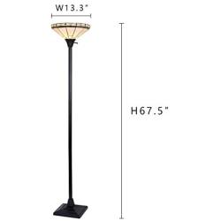 Tiffany Style Torchiere Floor Lamp, Capulina Handcrafted Tiffany Style Floor Light, Tiffany Lamps, Stained Glass Floor Lamps, Stained Glass Floor Lamp for Living Room (Tall: 67.5 x W13.3 inches)