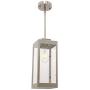 MELUCEE Outdoor Mini Pendant Lights for Porch 1-Light Brushed Nickel, Dining Room Light with Glass Modern Light Fixture Ceiling Hanging for Hallway Stairway Kitchen Island