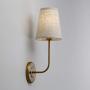 Pathson Vintage Wall Sconce, 1-Light Wall Light with Linen Fabric Lamp Shade, Industrial Wall Mounted Fixture for Bedroom Living Room, Antique Brass Finish 2-Pack (Antique)