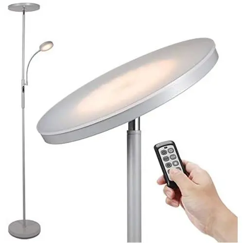 Led Floor Lamp - Soarz Torchiere Floor Lamp with Adjustable Reading Lamp,2000lumens Main Light and 400lumens Side Reading Light for Living Room, Bedroom, Office, Work with Remote Control ,Silvery grey Led Floor Lamp - Soarz Torchiere Floor Lamp with Adjustable Reading Lamp,2000lumens Main Light and 400lumens Side Reading Light for Living Room, Bedroom, Office, Work with Remote Control ,Silvery grey