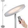 Led Floor Lamp - Soarz Torchiere Floor Lamp with Adjustable Reading Lamp,2000lumens Main Light and 400lumens Side Reading Light for Living Room, Bedroom, Office, Work with Remote Control ,Silvery grey