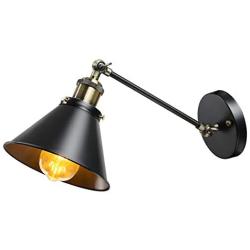 Swing Arm Wall Sconce Light, CHICLUX Industrial Adjustable Wall Light Hardwired Metal Wall Mount Lamp Lighting for Reading Bedroom Nightstand