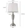 BOBOMOMO 25.25 Modern USB Table Lamp Set of 2 for Living Room Bedroom Bedside Lamps with Charging Port Fabric Drum Shade (Silver)