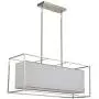 Vinsniv Fabric Rectangular Kitchen Island Dining Room Chandelier, Modern Premium Linear 5-Light Billiards Room Pendant, Adjustable Height, Gray Linen Shade, Brushed Nickel, 35.43''L UL-Listed E26 008