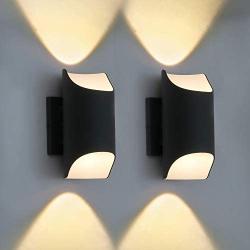 Aluminum Outdoor Wall Sconce, LMS Up and Down Outdoor Wall Mount Light Fixture with 11W COB LED 3000K Warm White, Sanded Dark Gray Finish, Pack of 2, LMS-WL2-YT