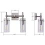 Effimero Brushed Nickel Bathroom Vanity 2 Light Fixture - Modern Over Mirror Lighting with Clear Glass Shades