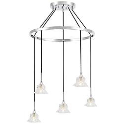 BONLICHT Modern Crystal Glass Chandelier 5 Light Kitchen Island Pendant Lighting Chrome Chandelier Linear Light Fixture Hanging Pendant lamp Contemporary Flush Mount Ceiling Light for Dining Room