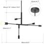 BOKT Mid Century 5 Light Adjustable Chandelier Pendant Black Sputnik Chandelier Rustic Ceiling Light Flush Mount for Kitchen Dining Room Hallway Foyer with G80 LED Bulbs… (Black)