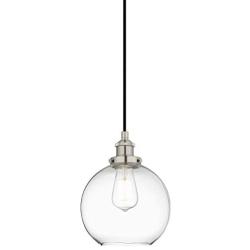 Primo Large Glass Globe Pendant Light Fixture - Brushed Nickel Hanging Pendant Lighting for Kitchen Island - Mid Century Modern Ceiling Light with Clear Glass Shade