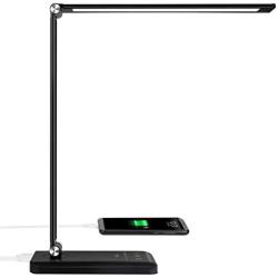 LED Desk Lamp - Office Desk Lamps with USB Charging Port and 3000mah Battery, Dimmable Eye-Caring Table Lamp with 5 Color Modes and 5 Brightness Levels, Timer/Memory Function Lamp for Working, Reading