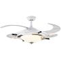 LITFAD Modern LED Ceiling Light Nautical Style Reversible Dome Shade Metal Hanging Ceiling Fan Light with Invisible Blade Flushmount Pendant Light for Living Room Kids Bedroom Childrens Room - White