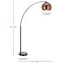 ambiore. Munich Arc Floor Lamp - 68 inch Morden Reading Lamp for Living Room Office - Metal Body with Marble Base - Copper Plated Shade