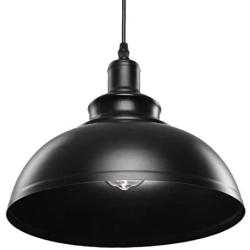 Pendant Lights, Lika Industrial Barn Ceiling Light Fixtures Black Hanging Pendant Lighting for Kitchen Island, Dining Room, Foyer (Black and Hemispheres(One Pack))