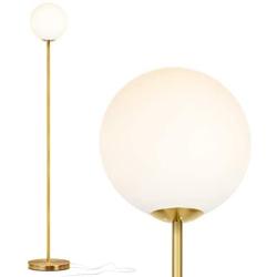 Brightech Luna - Frosted Glass Globe LED Floor Lamp - Mid Century Modern Standing Light for Living Rooms, Gets Compliments - Boho Indoor Pole Light for Bedroom and Office- Antique Brass / Gold…