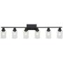 MELUCEE Black Vanity Light Fixture 6-Light Industrial Metal Wall Sconce Bathroom Lighting for Bedroom Hallway Kitchen, Clear Glass Shade Included