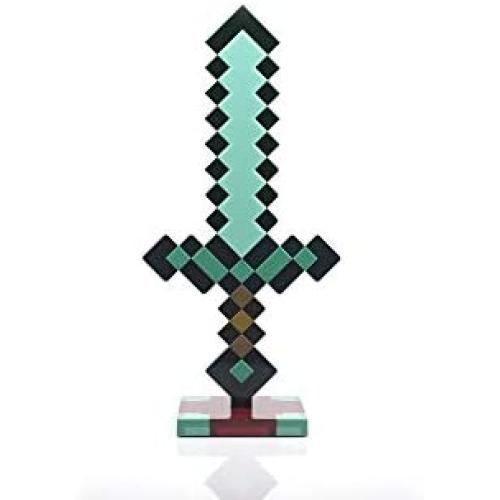 Minecraft Diamond Sword 14 Inch USB Desk LED Night Light - Decorative, Fun, Safe & Awesome Bedside Mood Lamp Toy for Baby, Boys, Teen, Adults & Gamers - Best for Homes Bedroom, Living Room Or Office