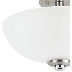 Hudson 2-Light Semi-Flush Mount Ceiling Light, Brushed Nickel, Chrome Accents, Frosted Glass Shade,63357