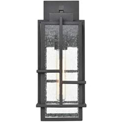 HUANXIN Lighting 1-Light Indoor/Outdoor Wall Sconce, Black with Seeded Glass Shade