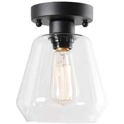 VILUXY Semi Flush Mount Ceiling Light, Industrial Clear Glass Shade Light Fixtures Ceiling for Hallway, Schoolhouse, Entryway, Kitchen, Dining Room, Laundry Room