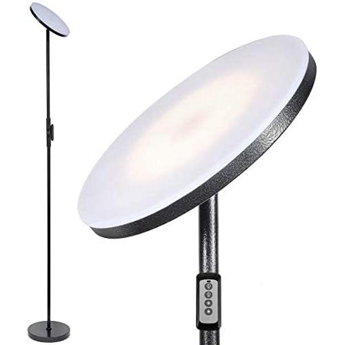 Joofo Floor Lamp,Sky LED Modern Torchiere 3 Color Temperatures Super Bright Floor Lamps-Tall Standing Pole Light with Remote & Touch Control for Living Room,Bed Room,Office ,Rocky Black