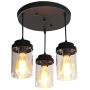 LONGWIND 3 Lights Kitchen Island Lighting,Modern Clear Glass Pendant Light Fixture,Farmhouse Black Linear Light Chandelier for Dining Room and Kitchen