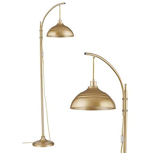 WOXXX Industrial Floor Lamp Modern Rustic Task Floor Lamp in Gold Finish, Standing Lamp Farmhouse Arc Floor Lamps for Living Room Bedrooms Office Vintage Arched Bright Brass Tall Reading Lamp