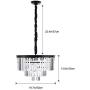 Crystal Chandelier Lighting, W20'' 3-Tier Big Modern Crystal Chandelier Light Fixtures 6 Lights Ceiling Hanging Crystal Pendant Light for Bedroom Dining Room Living Room Entryway Kitchen Island Black