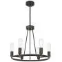 BONLICHT Rustic Farmhouse Round Pendant Lighting 6 Light Oil-Rubbed Bronze Metal Chandelier Industrial Vintage Dining Room Hanging Ceiling Light Fixtures for Kitchen Island Foyer Bedroom